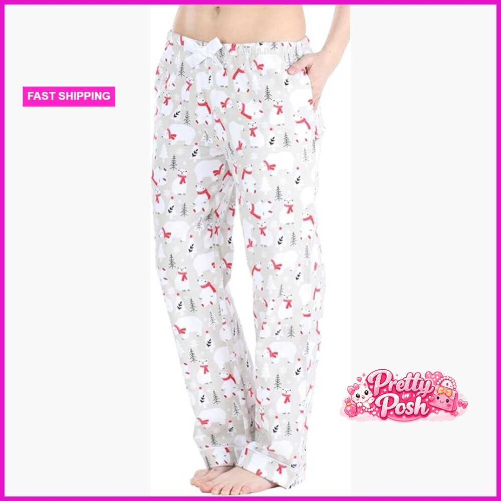 Cotton Flannel Pajama Pants with Pockets